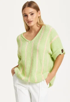 Green Striped Summer Knit Top