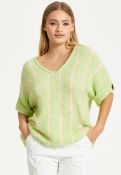 Green Striped Summer Knit Top