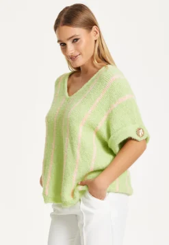 Green Striped Summer Knit Top
