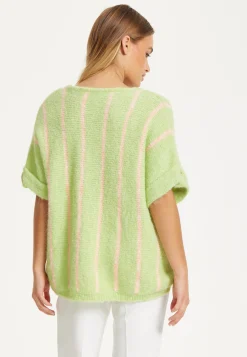 Green Striped Summer Knit Top