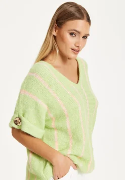 Green Striped Summer Knit Top