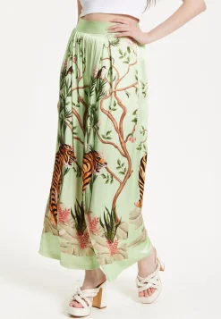 Green Tiger Print Wide Leg Trousers