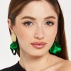 Green&Gold Paddle Matte Earrings