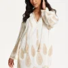 Ivory Embroidered Long Sleeve Dress