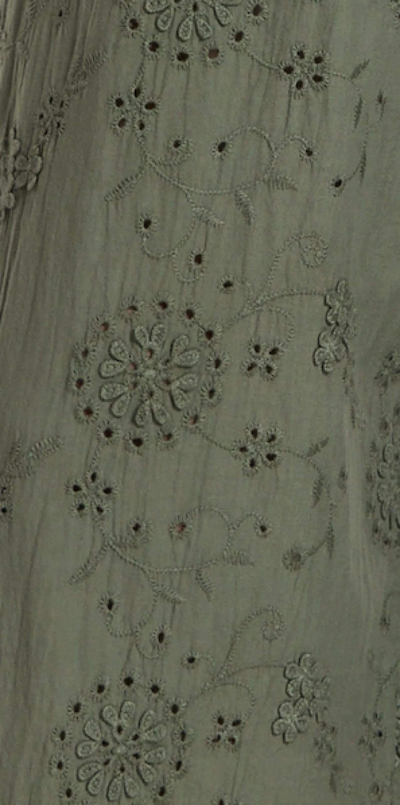 Khaki Embroidered Wide Leg Trousers