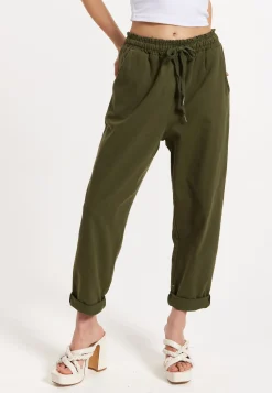 Khaki Jogger Pants with Drawstring Waist