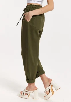 Khaki Jogger Pants with Drawstring Waist