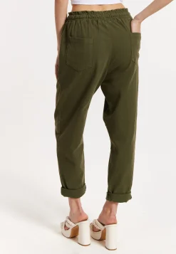 Khaki Jogger Pants with Drawstring Waist