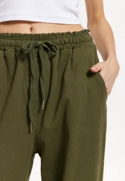 Khaki Jogger Pants with Drawstring Waist