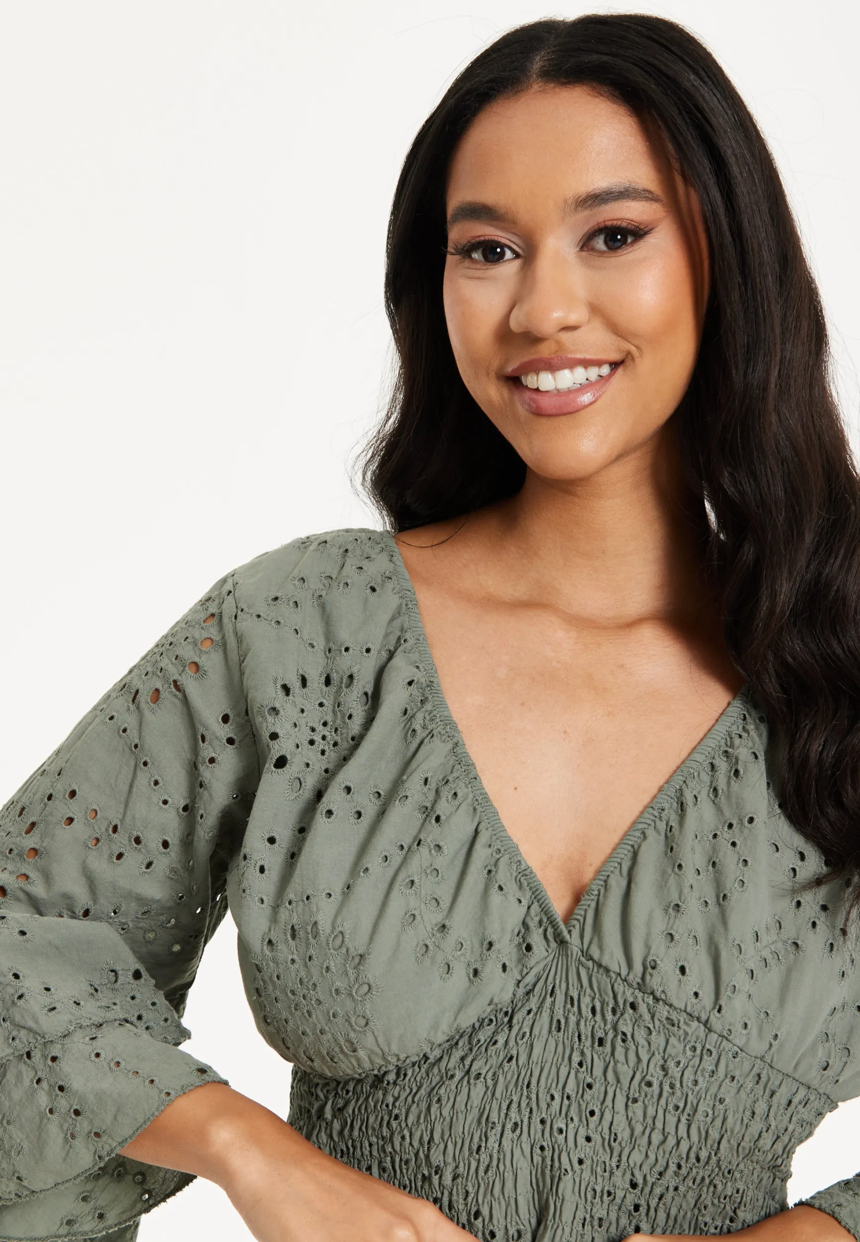 Khaki Ruffle Mini Dress