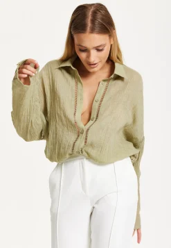 Khaki Sheer Relaxed Fit Shirt