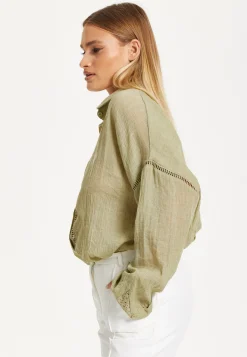 Khaki Sheer Relaxed Fit Shirt