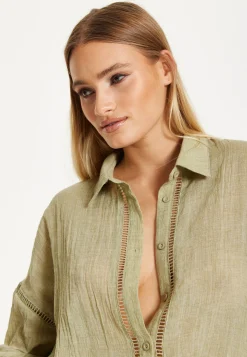 Khaki Sheer Relaxed Fit Shirt