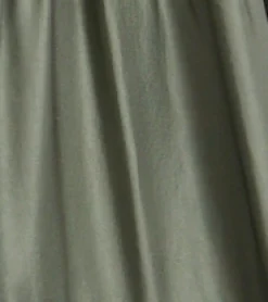 Khaki Shirred Waist Satin Maxi Dress