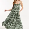 Khaki Tie-Dye Cami Maxi Dress