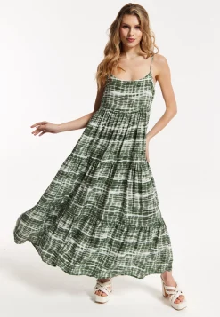 Khaki Tie-Dye Cami Maxi Dress