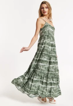 Khaki Tie-Dye Cami Maxi Dress