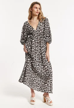 Leopard Print  V-Neck Maxi Dress