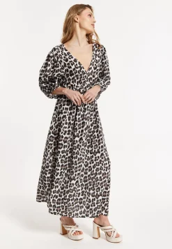 Leopard Print  V-Neck Maxi Dress