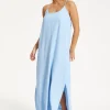 Light Blue Cross-Back Maxi Dress