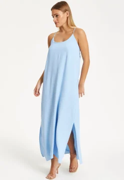 Light Blue Cross-Back Maxi Dress