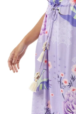 Lilac Floral Off Shoulder Maxi Dress