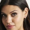 Liquorish Black Diamanté Mini Double Hoops Earrings In Black & Silver