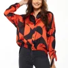 Liquorish Blouse with Oversized Polka Stripe Pattern in Red & Black
