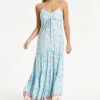 Liquorish Blue Floral Tiered Maxi Dress