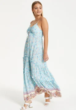 Liquorish Blue Floral Tiered Maxi Dress