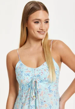 Liquorish Blue Floral Tiered Maxi Dress