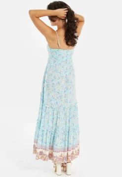 Liquorish Blue Floral Tiered Maxi Dress