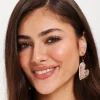 Liquorish Crystal Heart Drop Style Earrings