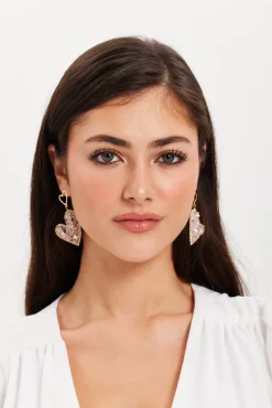 Liquorish Crystal Heart Drop Style Earrings