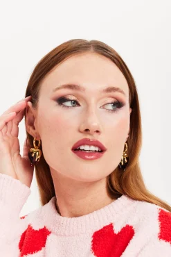 Liquorish Gold Drip Heart Hoop Earrings