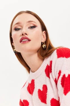 Liquorish Gold Drip Heart Hoop Earrings