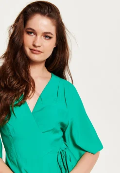 Liquorish Green Wrap Front Kimono Sleeve Maxi Dress