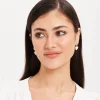 Liquorish Heart Stud Earrings With Pearl  Heart Drop In Gold