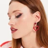 Liquorish Jewelled Drop Style Heart Earrings With Stone Details