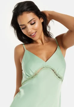 Liquorish Lace Trim Mint Midi Dress