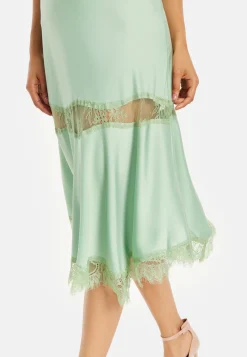 Liquorish Lace Trim Mint Midi Dress