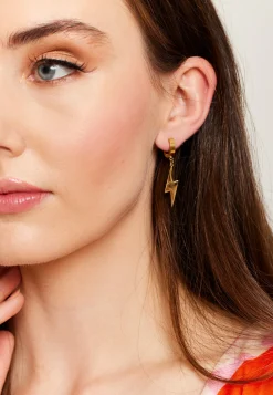 Liquorish Lightning Flash Earring In Gold