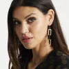 Liquorish Link Drop Black & Gold Earrings