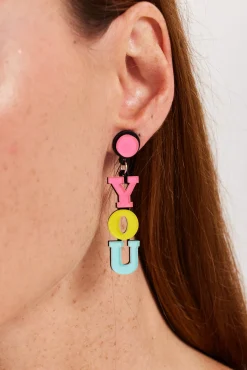 Liquorish "Love You" Drop Style Earrings In Multi Colour