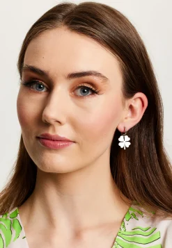 Liquorish Lucky Clover Earrings In Silver