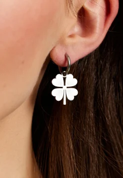 Liquorish Lucky Clover Earrings In Silver