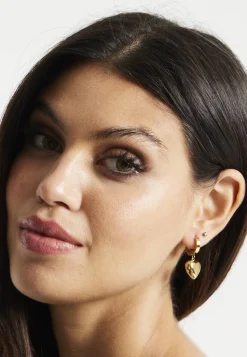 Liquorish Mini Heart Hoop Earrings in Gold