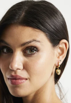Liquorish Mini Heart Hoop Earrings in Gold