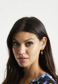 Liquorish Mini Heart Hoop Earrings in Gold