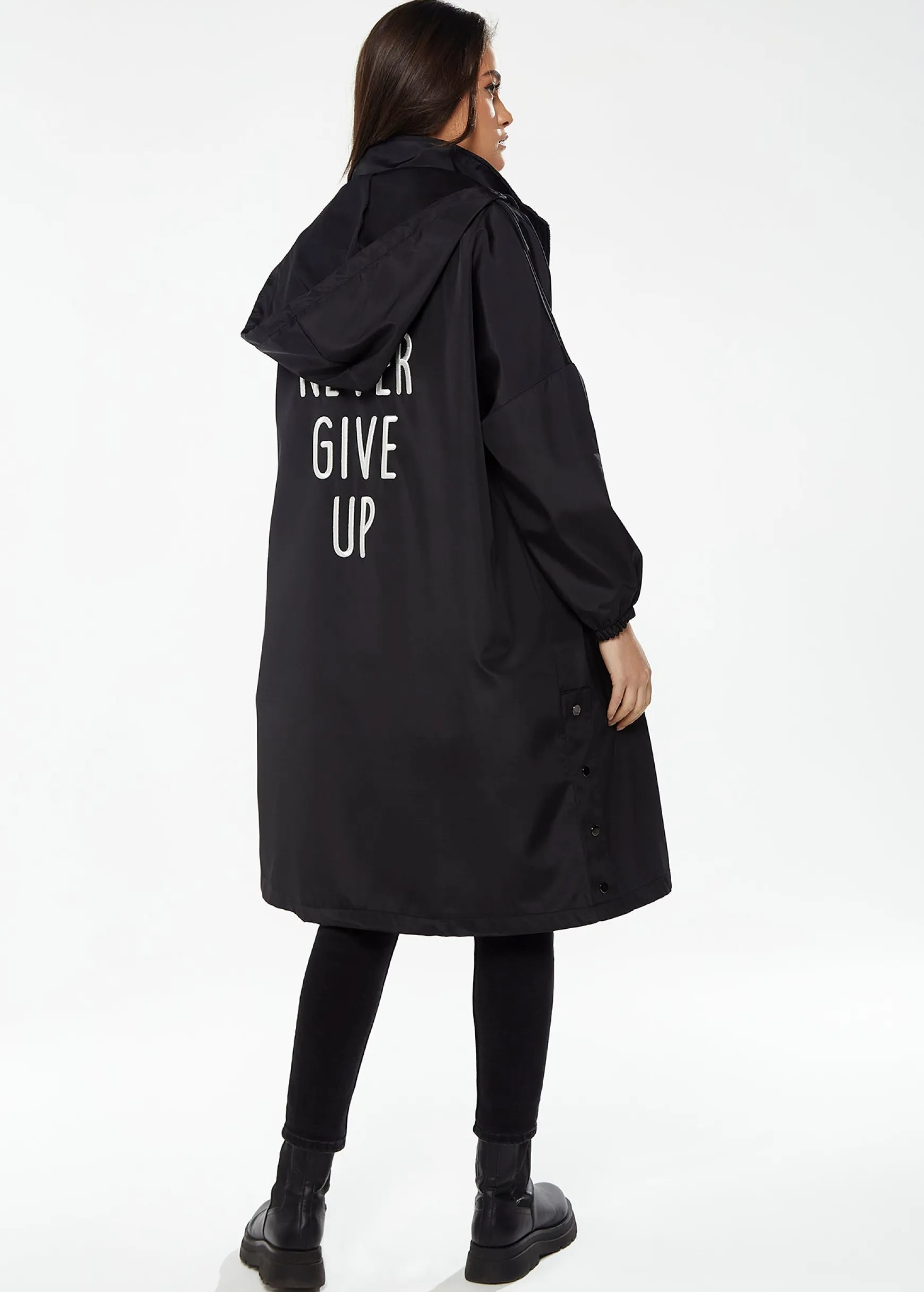 Liquorish Never Give up Parka in Black